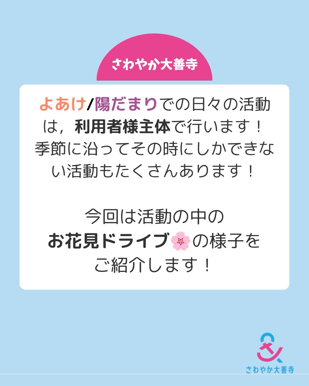 活動の中のお花見ドライブの様子をご紹介します